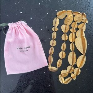 Kate Spade Gold Textured Necklace with Pink Pouch